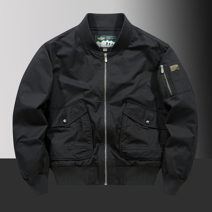 Herren Kurzschnitt Utility-Bomberjacke mit Cargo-Pattentaschen und Ärmelfach – Brevano