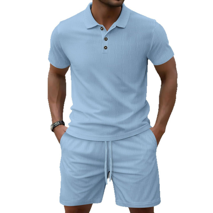 Herren Poloshirt-Set mit strukturiertem Design und elastischen Shorts Echoarchiv