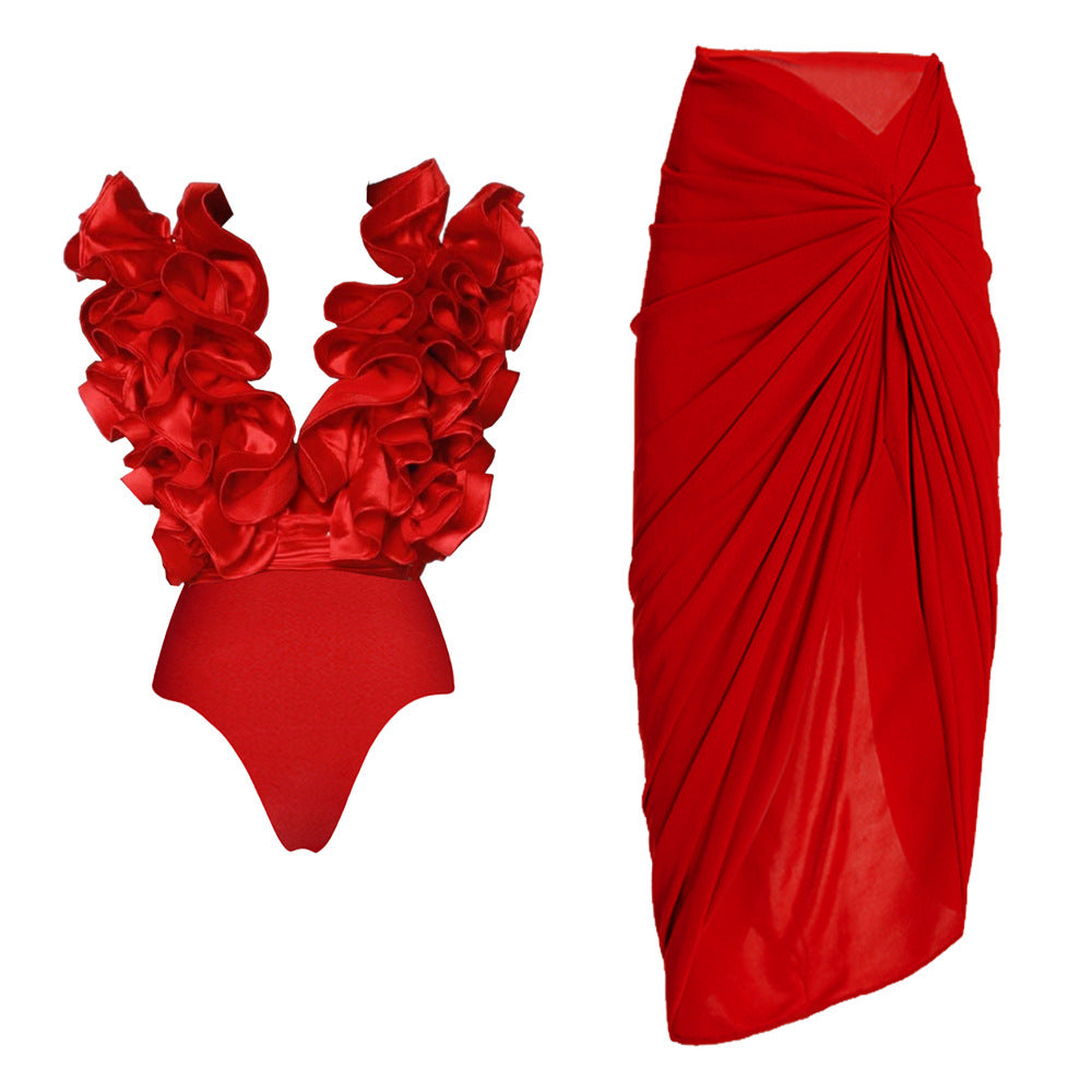 Damen auffälliges Badeanzug und Palazzo-Hose Set Echo Archiv