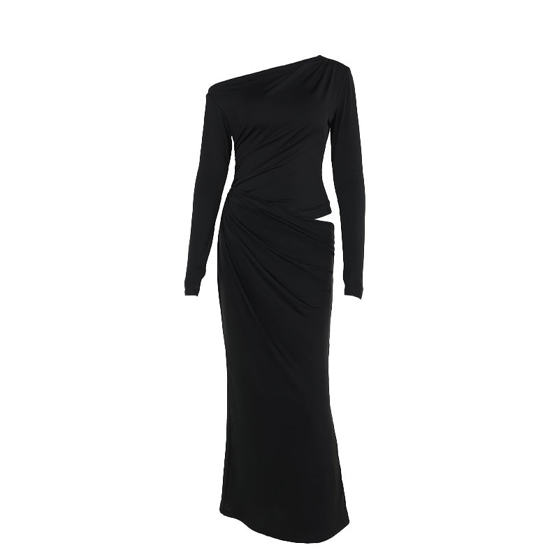 Damen elegantes Wickelkleid mit asymmetrischem Schnitt und langen Ärmeln Echo Archiv