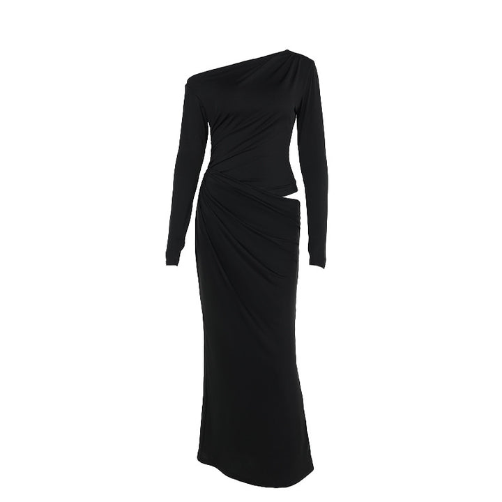 Damen elegantes Wickelkleid mit asymmetrischem Schnitt und langen Ärmeln Echo Archiv