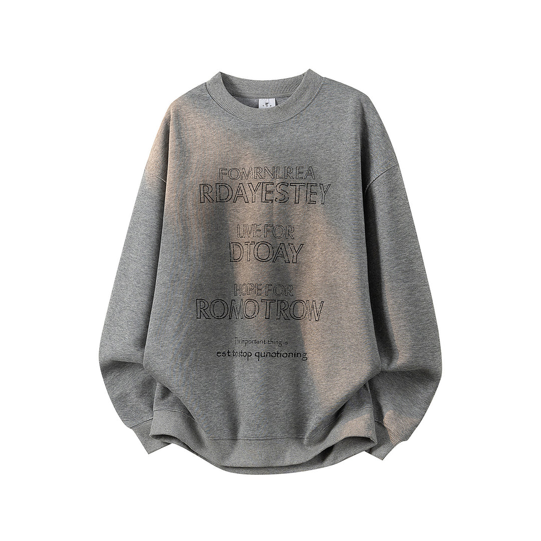 Damen Oversize-Sweatshirt mit gesticktem Schriftzug, abgerundetem Saum & überschnittener Schulter Echoarchiv