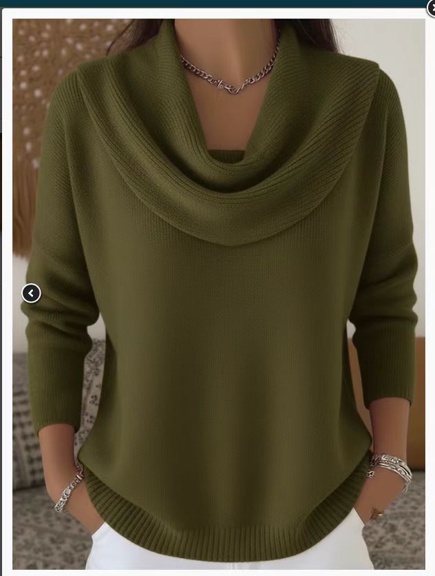 Damen nan schimmernder Strickpullover mit Wasserfallkragen, feiner Glitzerstruktur und schmalem Saum Echo Archiv