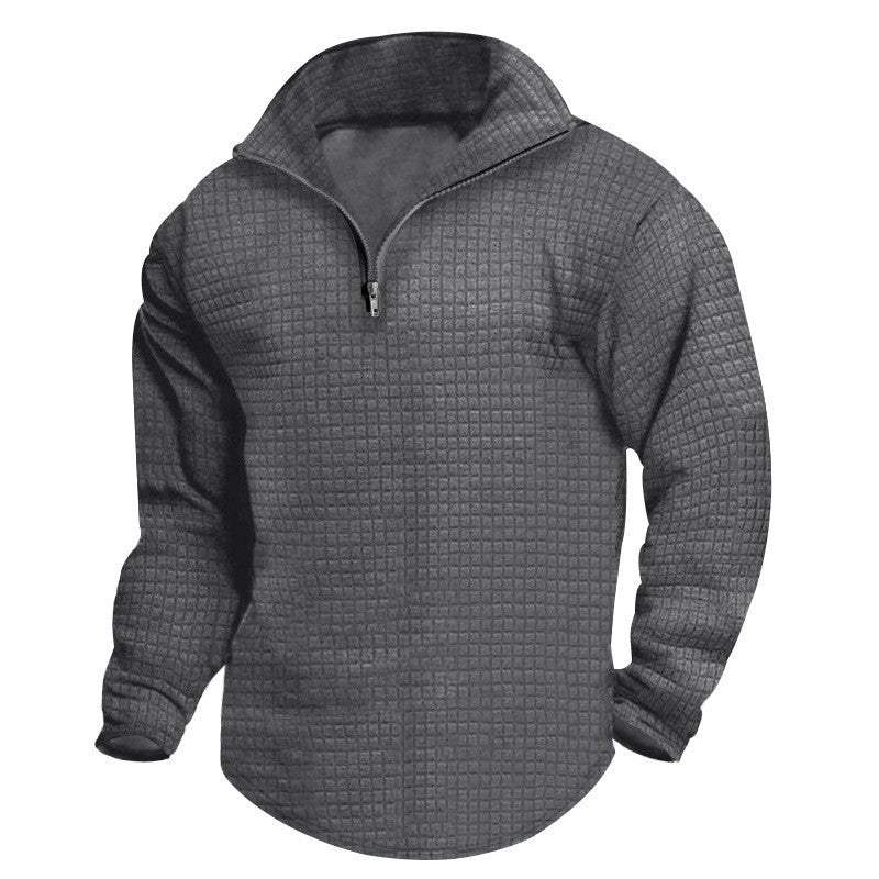 Herren nan thermoregulierender Waffel-Halbzip-Pullover mit Stehkragen und gerundetem Saum Echo Archiv