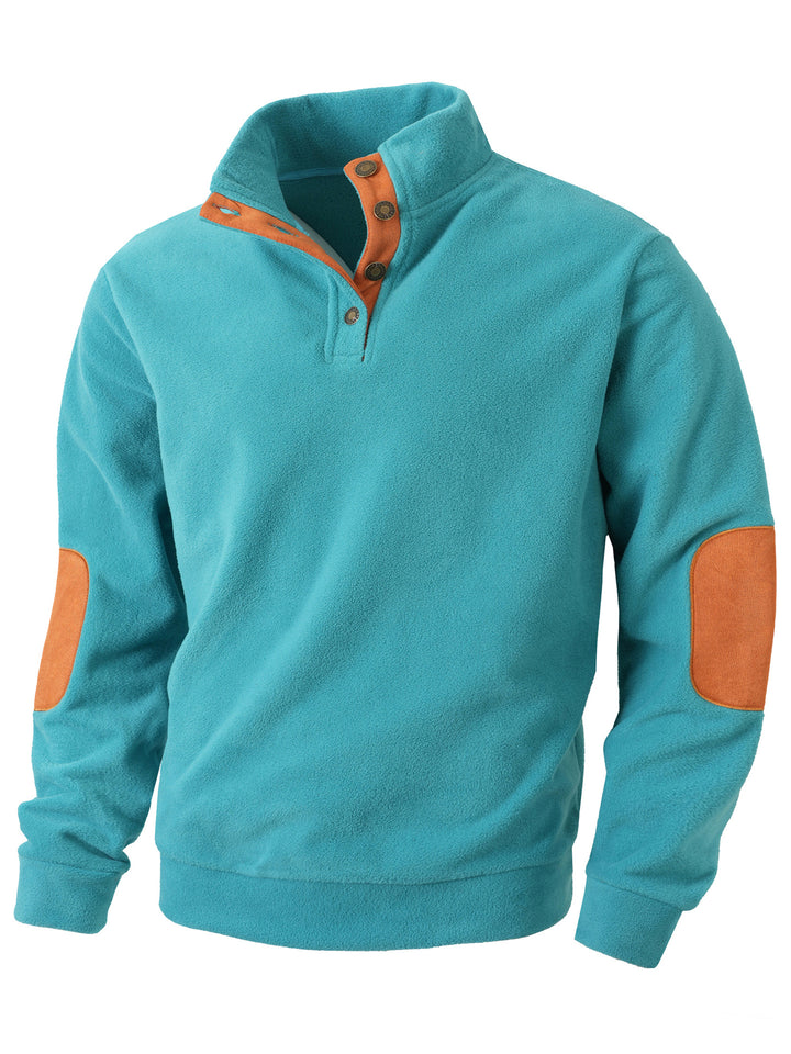 Herren Fleece Pullover mit modischem Stehkragen und Kontrastdetails Echoarchiv