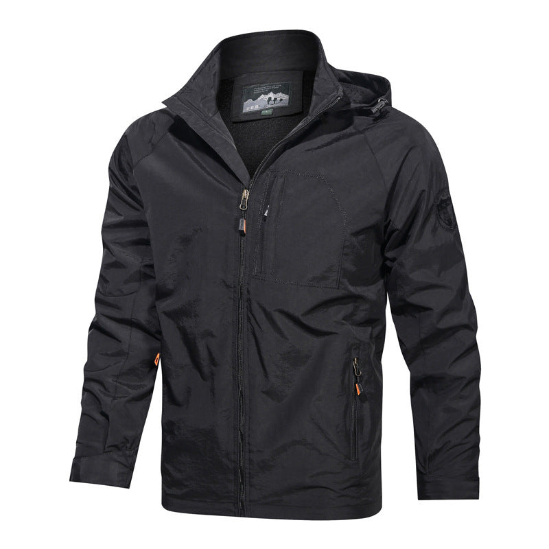 Herren nan leichte winddichte Outdoorjacke mit Kapuze und taktischer Brusttasche Echo Archiv