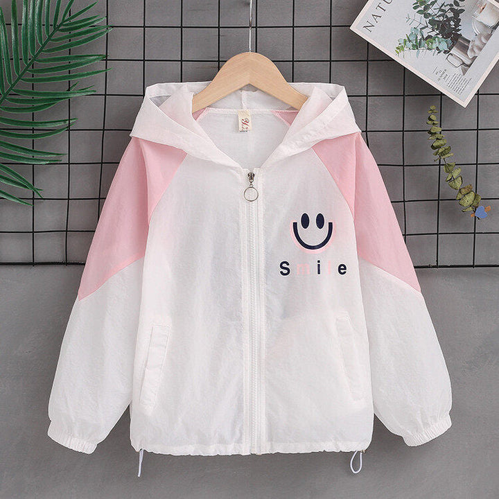 Damen nan leichte Kapuzenjacke mit Smiley-Print und Kordelzug Echo Archiv