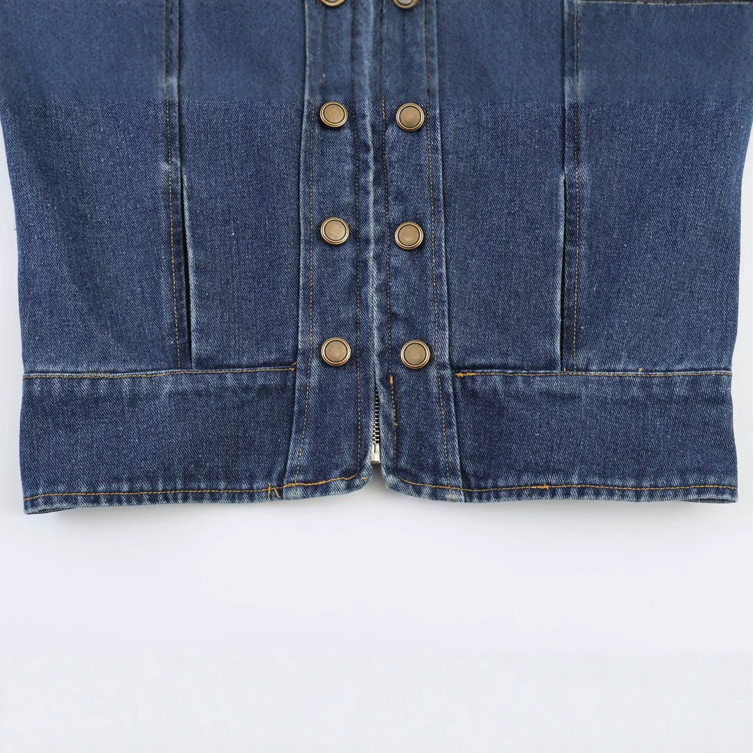Damen Jeansjacke mit Stehkragen, Doppelreihen‑Druckknöpfen und Schulterklappen Echo Archiv
