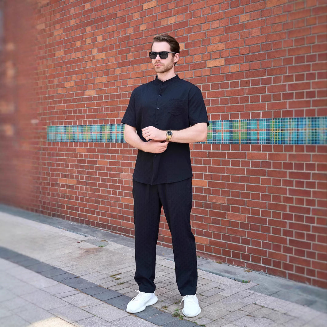 Herren lässiges Kurzarm-Hemd und Hose Set Echoarchiv