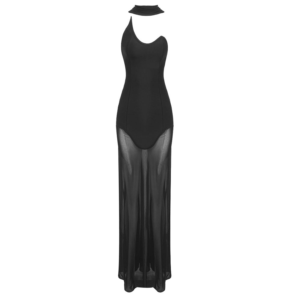 Damen Maxikleid mit asymmetrischem Ausschnitt und figurbetontem Schnitt Echo Archiv