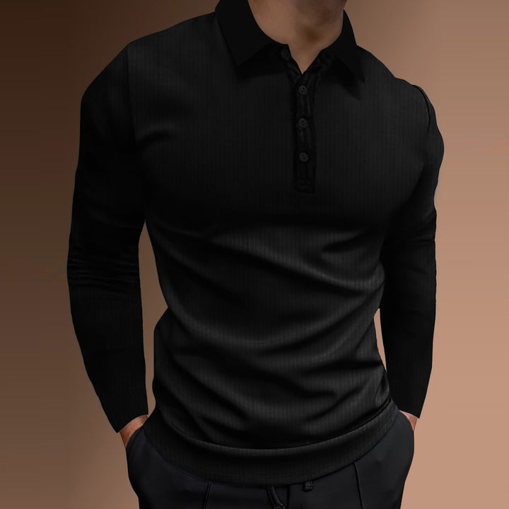 Herren Langarm Polo-Shirt mit strukturiertem Design Echoarchiv