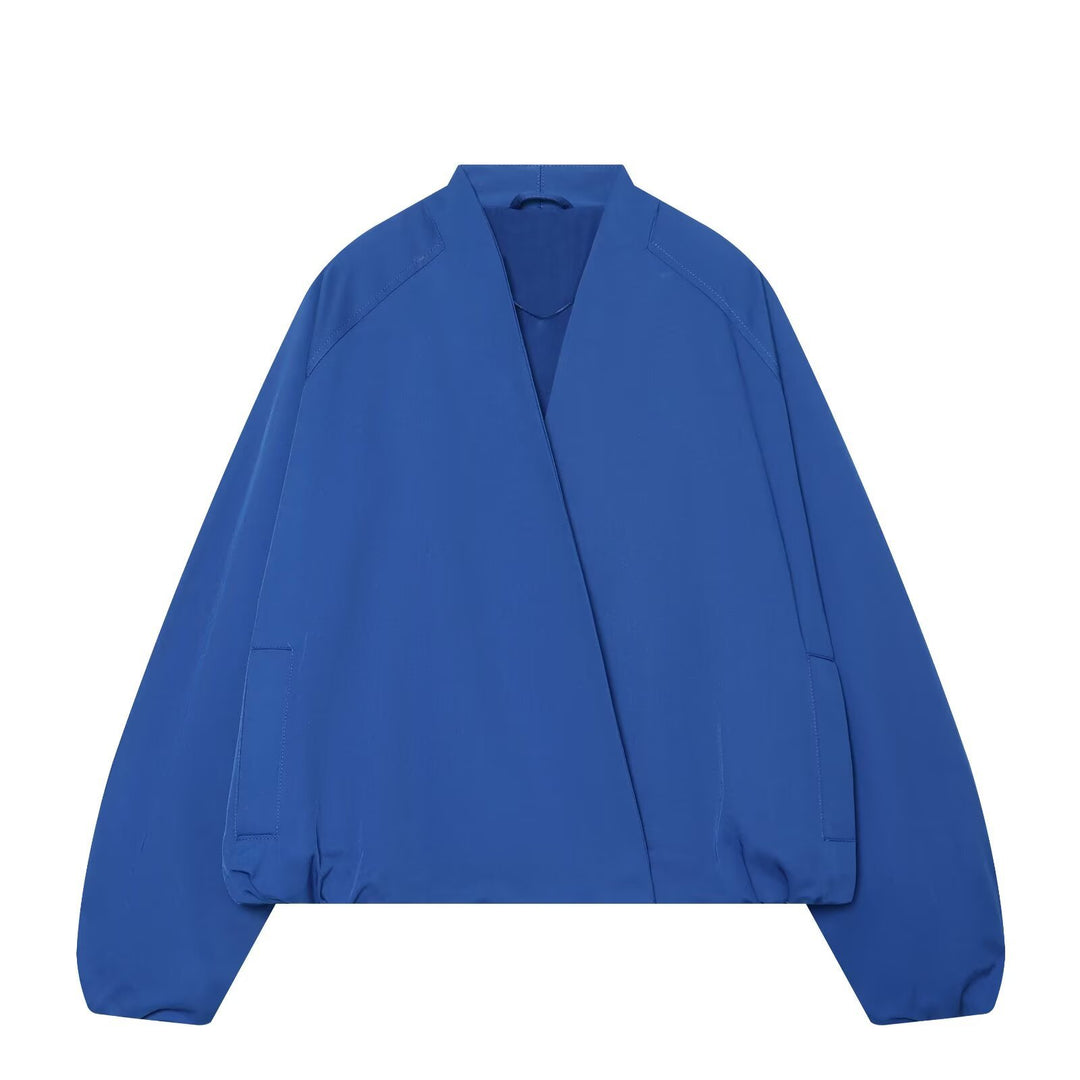 Damen Cropped Kimono-Jacke mit überschnittenen Ärmeln und elastischem Bund Echo Archiv