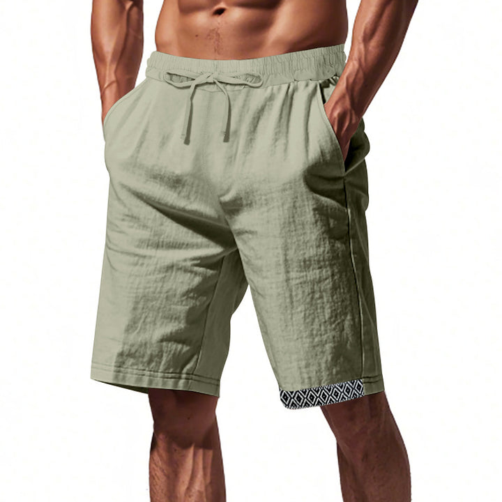 Herren lässige Strandshorts aus atmungsaktivem Leinenmix mit elastischem Bund und seitlichen Taschen Echoarchiv