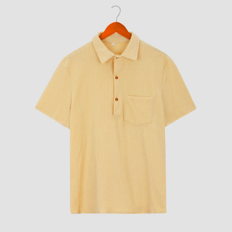 Herren nan Waffelstrick-Polo mit Hemdkragen, kurzer Knopfleiste und Brusttasche Echo Archiv