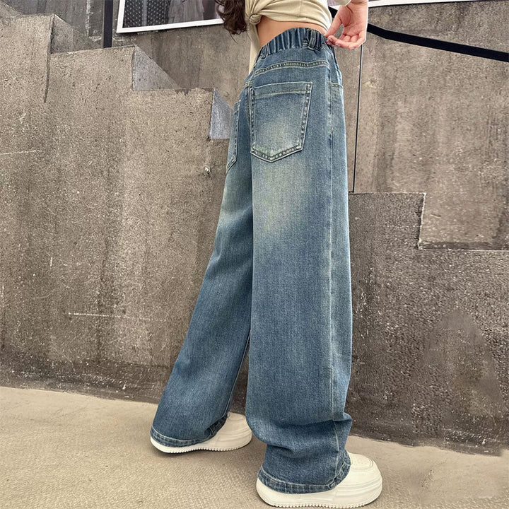 Damen weite Jeans mit hohem Bund und elastischem Einsatz Echo Archiv