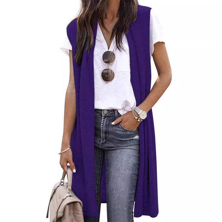 Damen offene Strickjacke mit lässigem Schnitt und langen Seitenpartien Echoarchiv