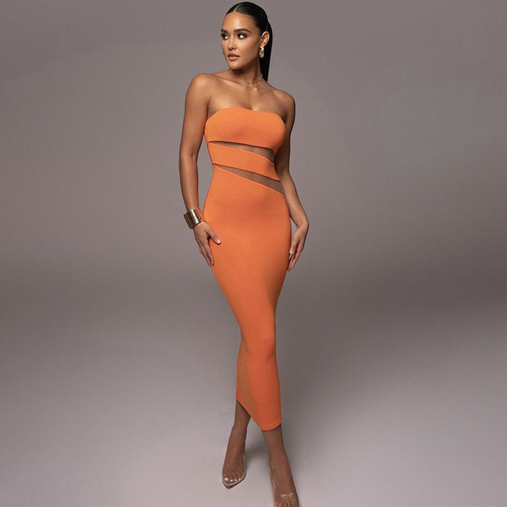 Damen Off-Shoulder Maxikleid mit raffinierten Cut-Out-Details und tailliertem Schnitt Echo Archiv