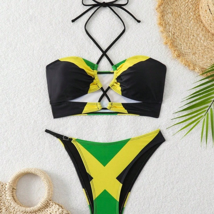 Damen Bikini mit trendy gekreuztem Oberteil und hohem Beinausschnitt Echo Archiv