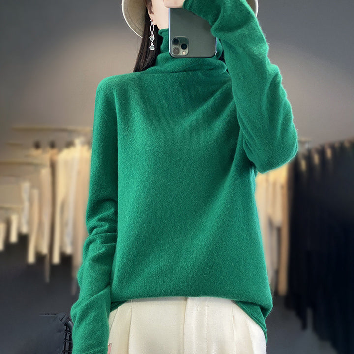 Damen Weicher Feinstrick-Rollkragenpullover mit kaschmirähnlicher Haptik und verlängerten Bündchen Echoarchiv
