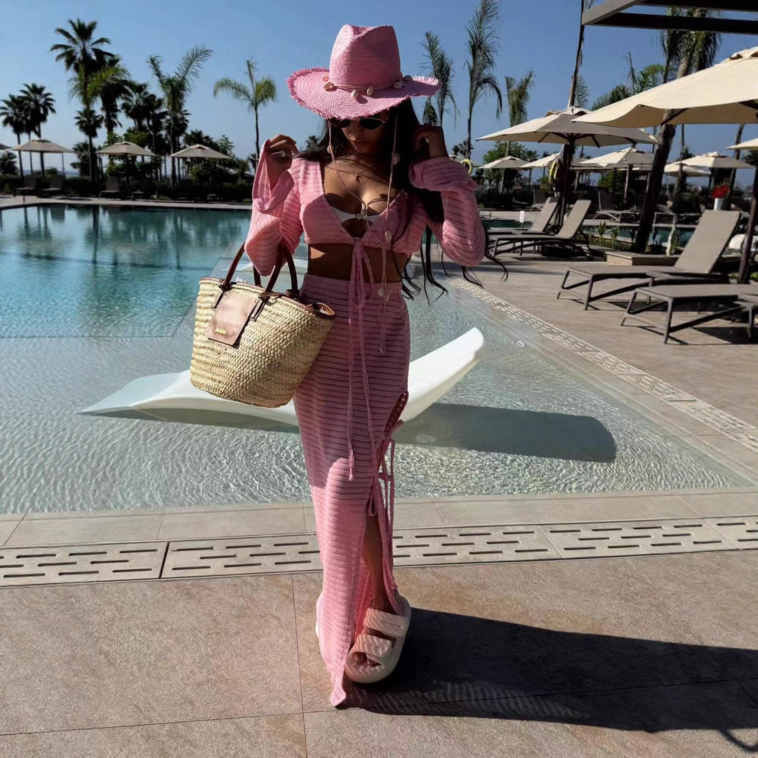 Damen bezauberndes strandtaugliches Outfit mit Cropped Top und Maxiröcke Echo Archiv