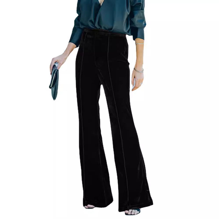 Damen High-Waist Samt Flared Weite Bein Hose Echoarchiv