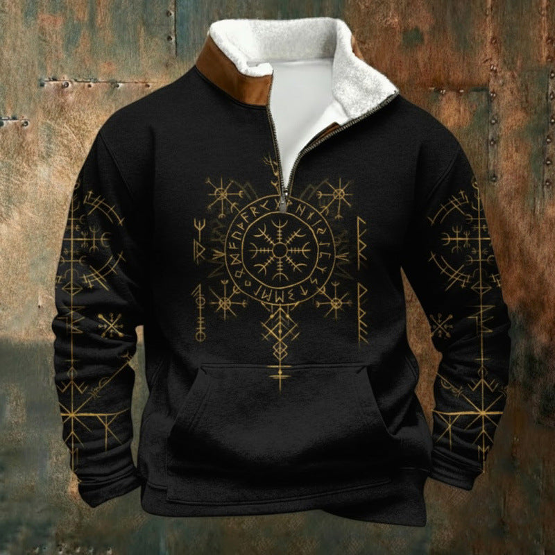 Herren Urbaner Fleece Pullover mit Baum-Motiv Echoarchiv