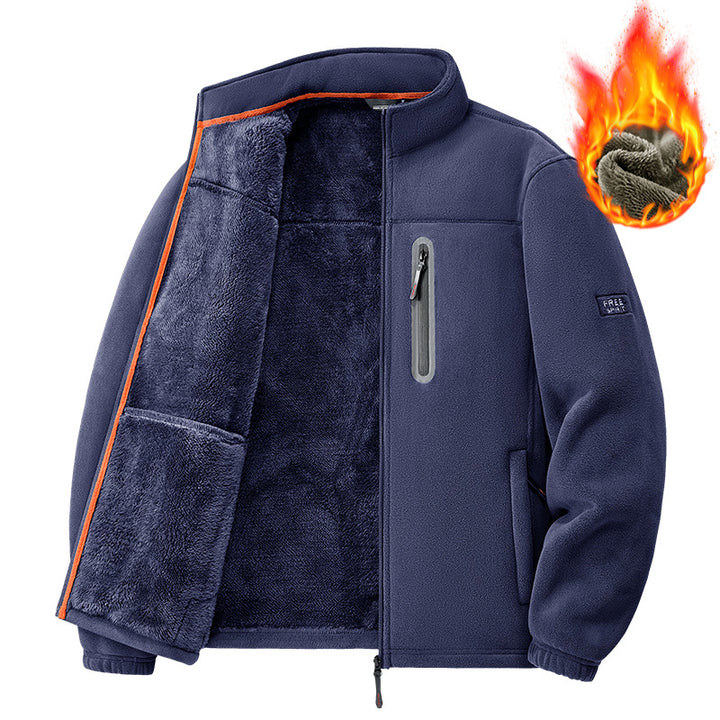 Herren nan Thermo-Fleecejacke mit hochflorigem Teddyfutter, Brust-Reißverschlusstasche und winddichter Front Echo Archiv