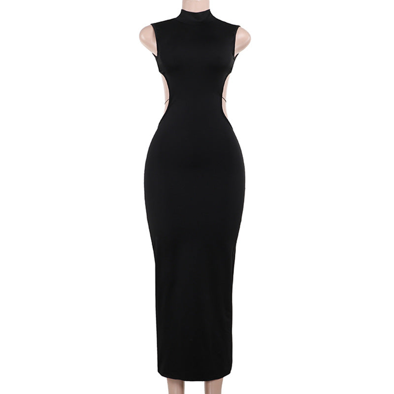Damen figurbetontes Abendkleid mit Stehkragen und Cut-Outs Echo Archiv