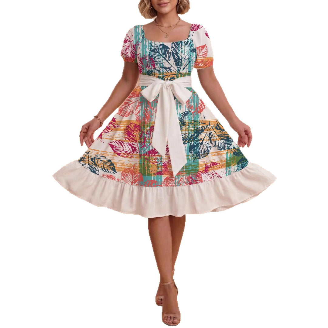 Damen Verspieltes Maxikleid mit Bärenmuster und taillierbarem Band Echo Archiv