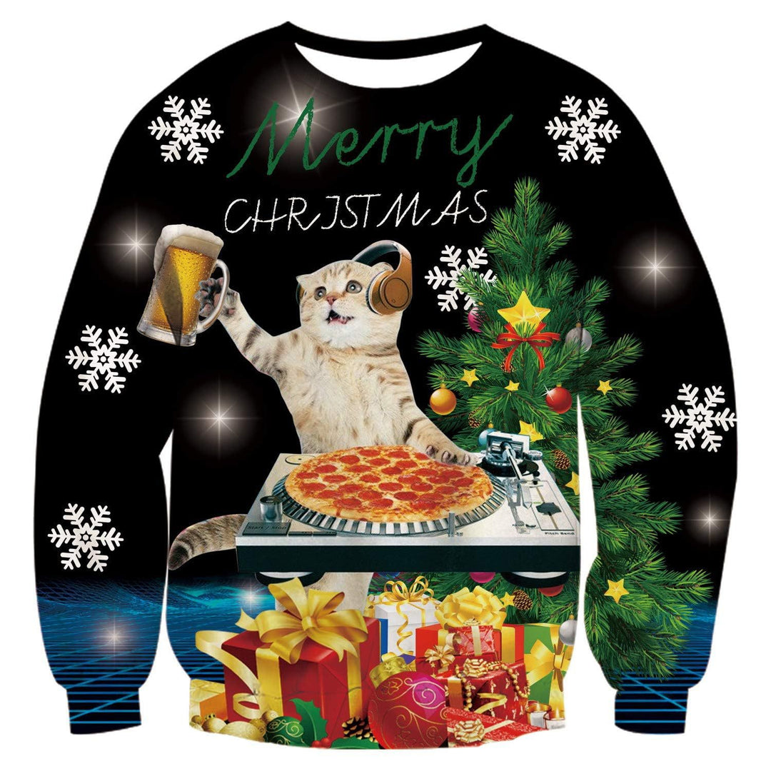 Damen Lustiger Sweatshirt mit einzigartigem Katzenmotiv Echoarchiv