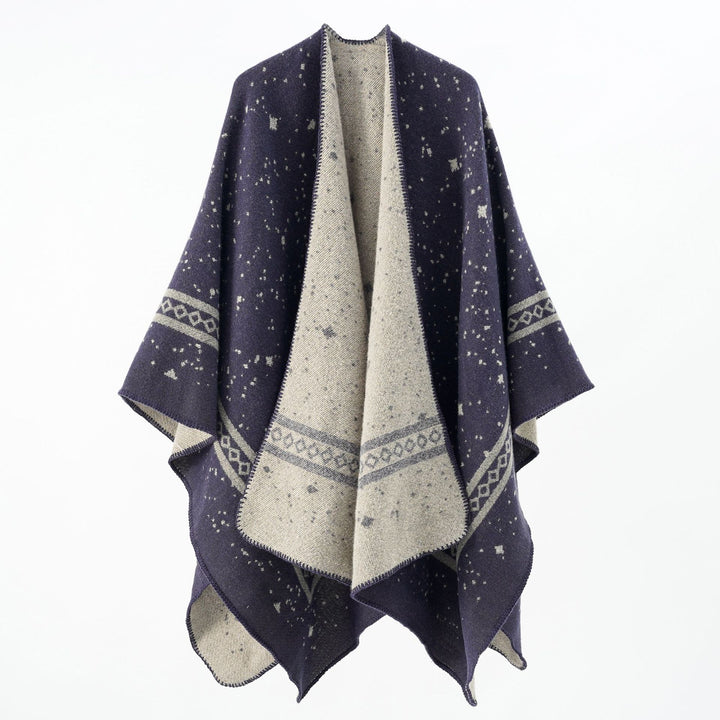 Damen Oversize-Umhangcape aus Wollmix mit zweifarbiger Wendestruktur – Montévia