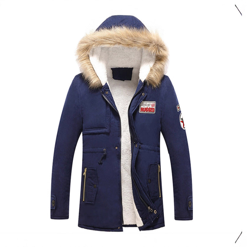 Herren modische Winterjacke mit Kunstfellkragen und praktischen Taschen Echoarchiv
