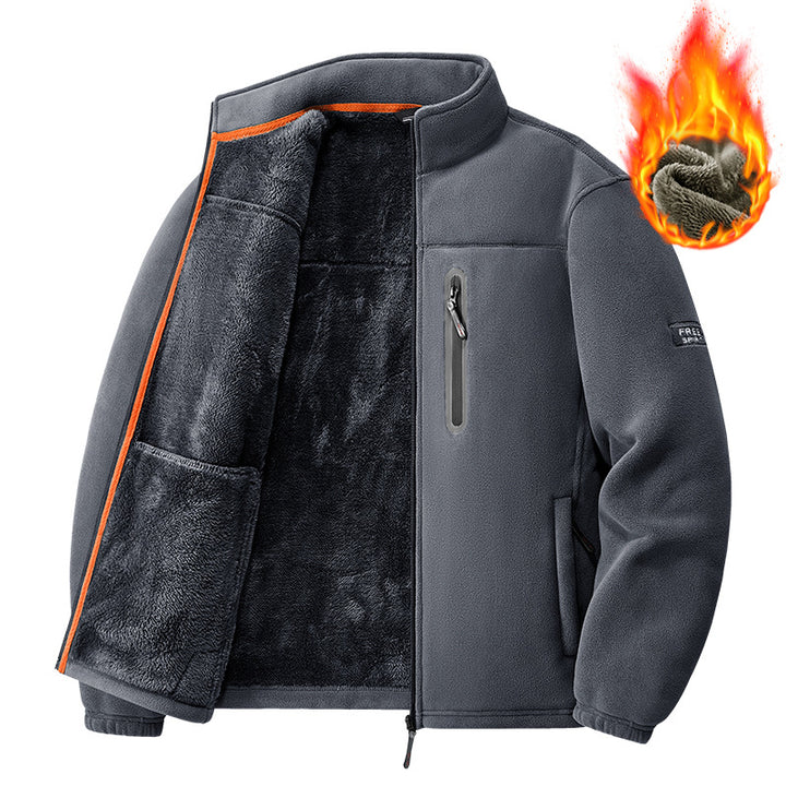 Herren nan Thermo-Fleecejacke mit hochflorigem Teddyfutter, Brust-Reißverschlusstasche und winddichter Front Echo Archiv
