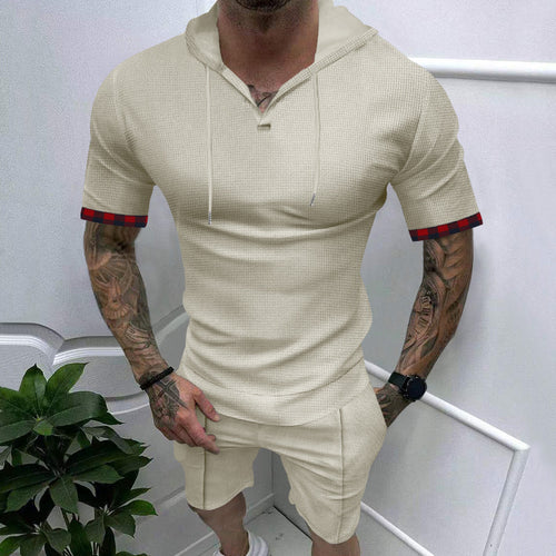 Herren körperbetontes Kapuzenshirt mit modischem kurzarm Schnitt und sportlichem Design Echoarchiv