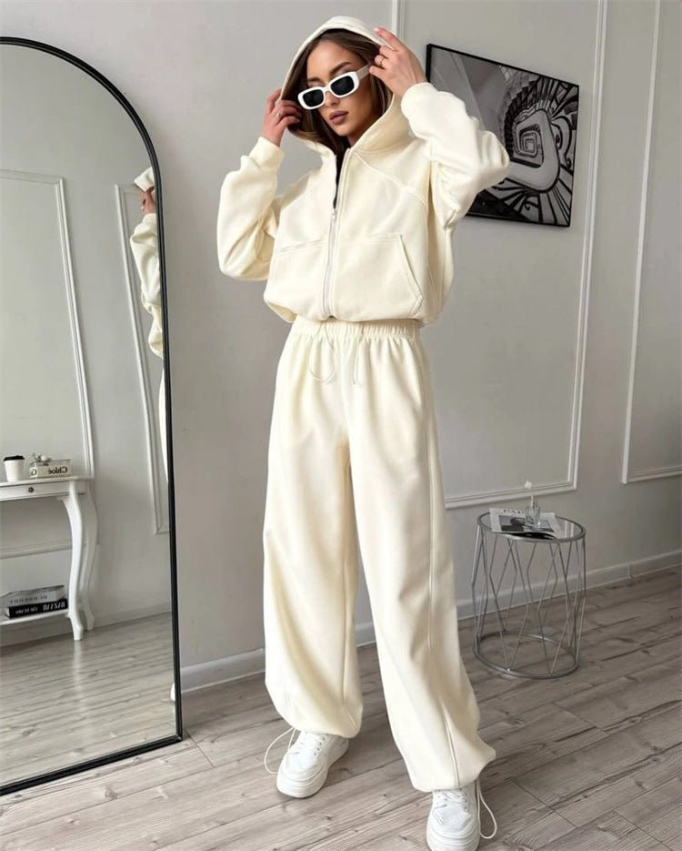 Damen nan Kapuzenjacke und weite Jogginghose Set mit kontrastnähten Echo Archiv