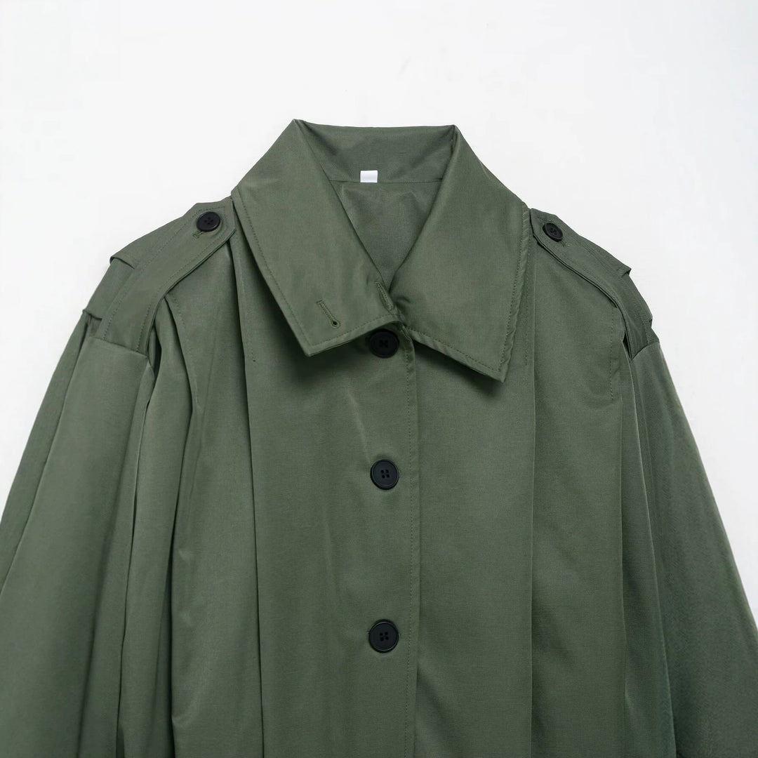 Damen Cropped-Boxy-Trenchjacke im Utility-Look mit Epauletten und weitem Manschettenärmel Echoarchiv