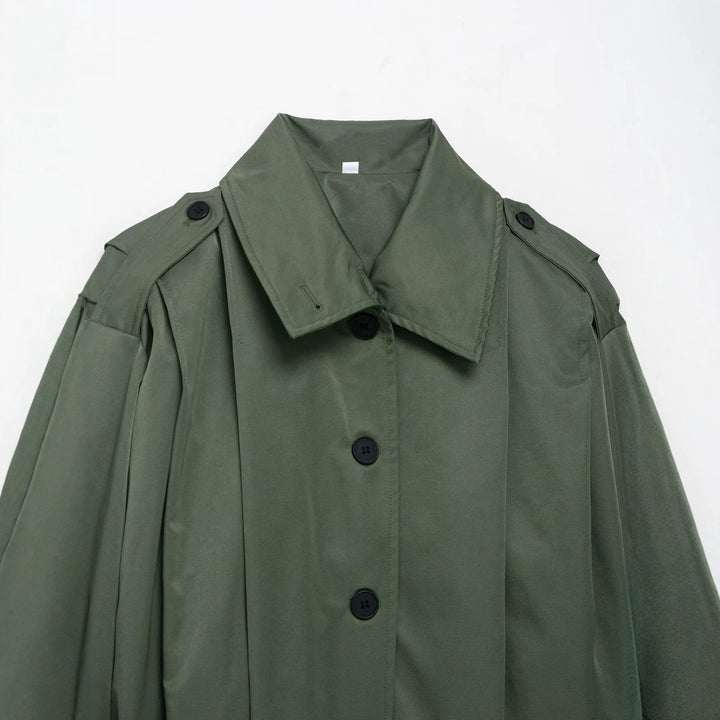 Damen Cropped-Boxy-Trenchjacke im Utility-Look mit Epauletten und weitem Manschettenärmel Echoarchiv