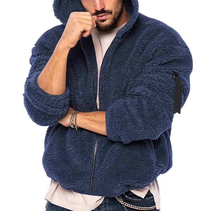 Herren Fleecejacke mit Kapuze und weich strukturiertem Innenfutter Echoarchiv