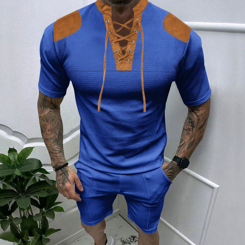 Herren trendiges Sport-T-Shirt mit einzigartigem Schnürdesign und atmungsaktivem Gewebe Echoarchiv