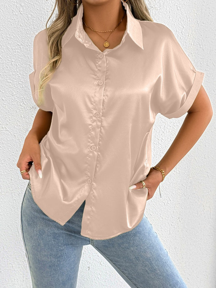 Damen Satinbluse mit lässigem Schnitt und elegantem Kragen Echo Archiv