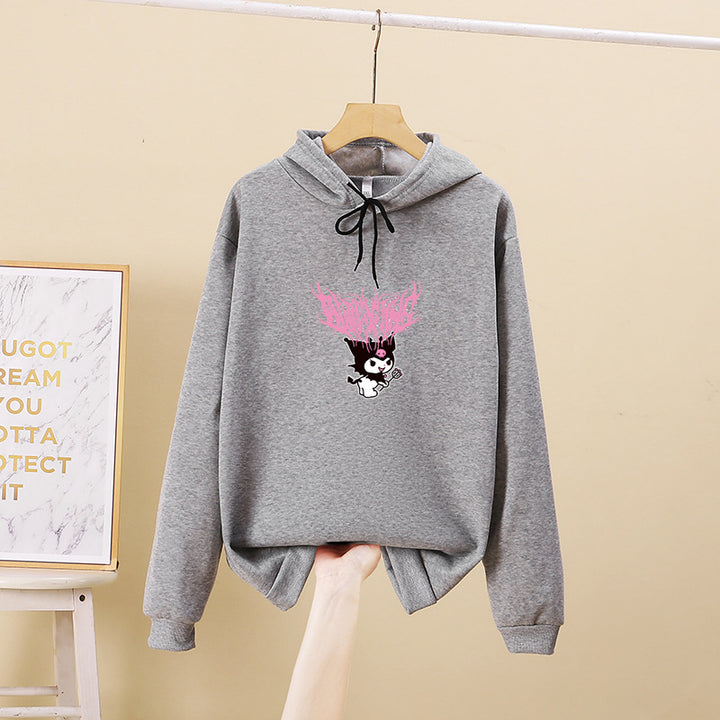 Damen Kapuzenpullover mit Gothic‑Kawaii Print, Oversize‑Schnitt und weichem Fleeceinnenfutter – Auréline