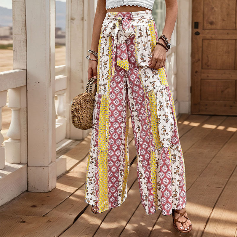 Damen Weit geschnittene Palazzo-Hose mit floralem Muster Echo Archiv