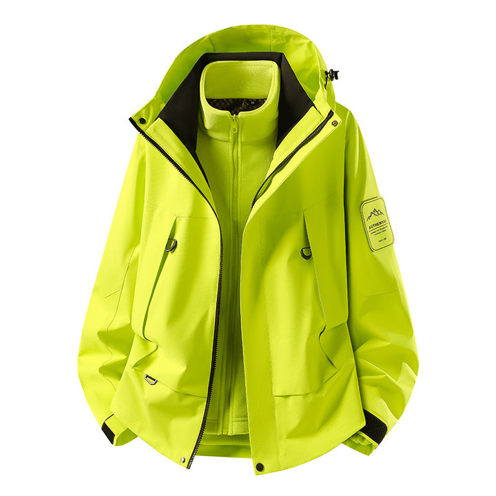 Unisex wasserfeste zweilagige Softshell-Regenjacke mit herausnehmbarem Fleecefutter und Kapuze Echoarchiv