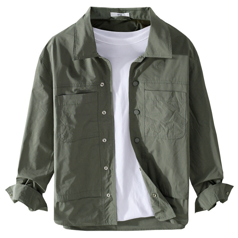Herren Leichtes Baumwoll-Overshirt mit Kentkragen, aufgesetzten Brusttaschen und Relaxed-Fit Echoarchiv