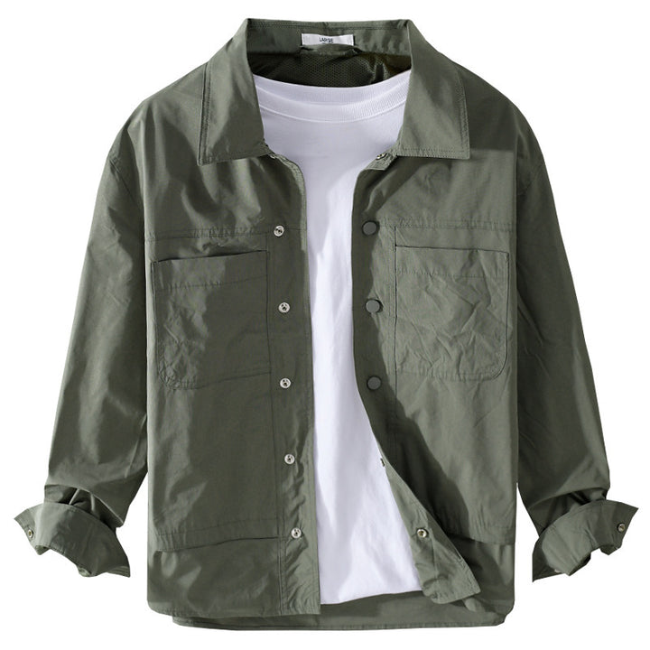 Herren Leichtes Baumwoll-Overshirt mit Kentkragen, aufgesetzten Brusttaschen und Relaxed-Fit Echoarchiv