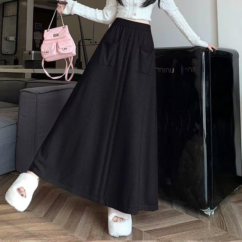 Damen Eleganter Maxirock mit knopfdetails Echo Archiv