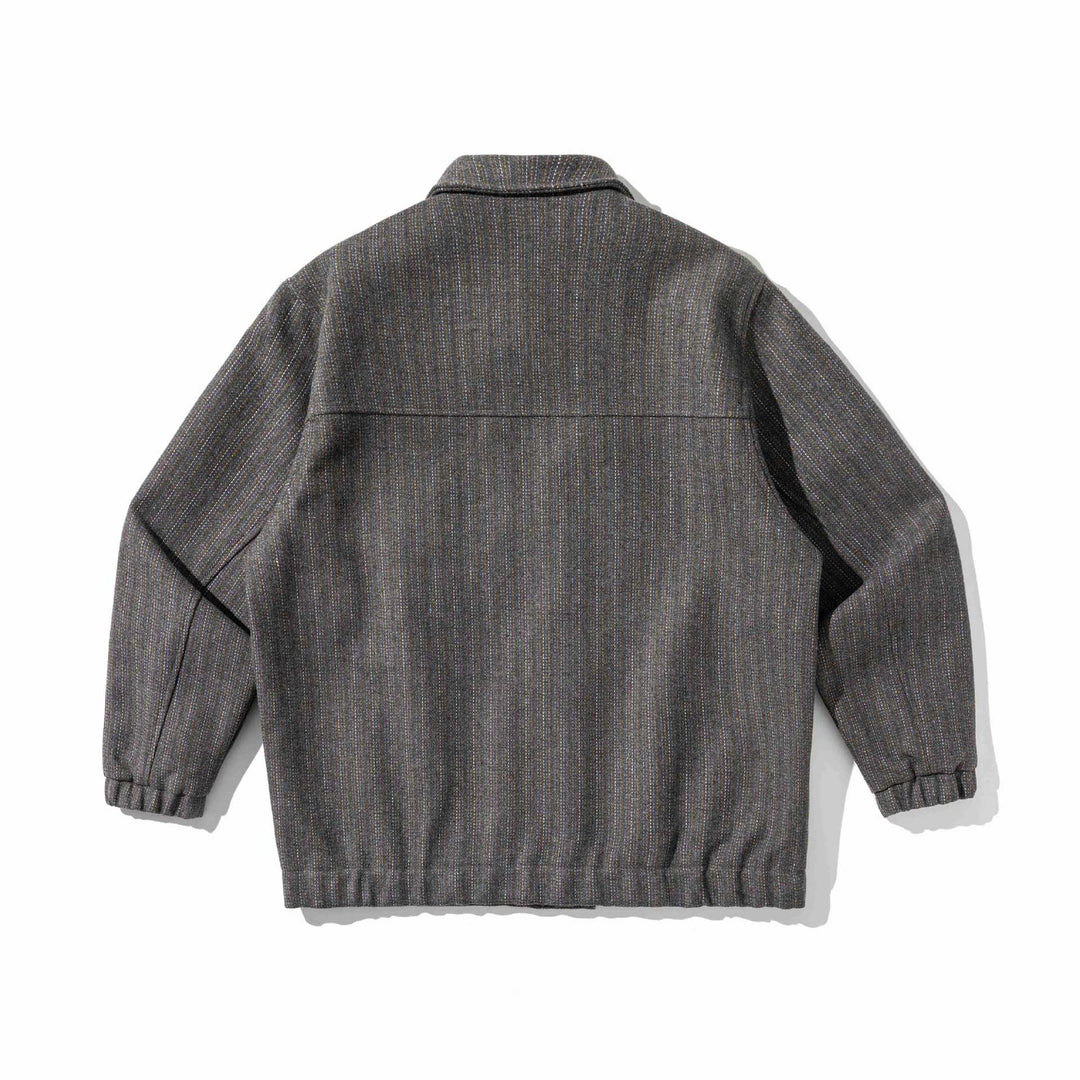Unisex Strukturierter Overshirt‑Blouson aus gewobener Wollmischung mit Druckknopf‑Front Echoarchiv