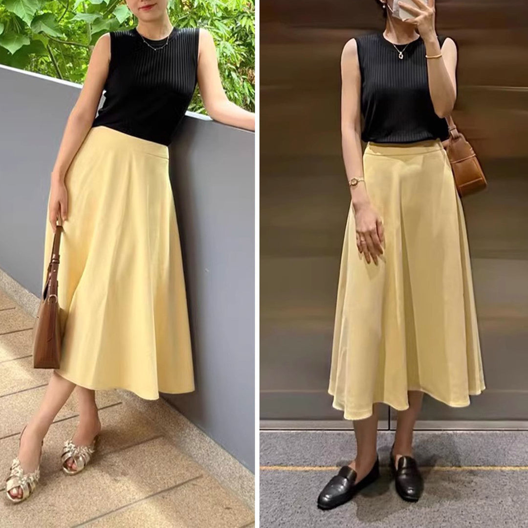 Damen Eleganter Midirock mit fließendem Schnitt Echoarchiv