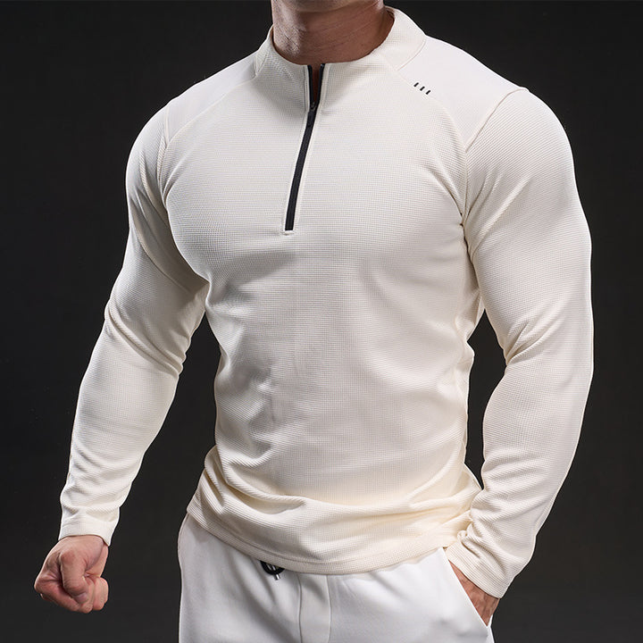 Herren Atmungsaktives Funktions-Langarmshirt mit kurzem Reißverschluss und Slim‑Fit – Marzano
