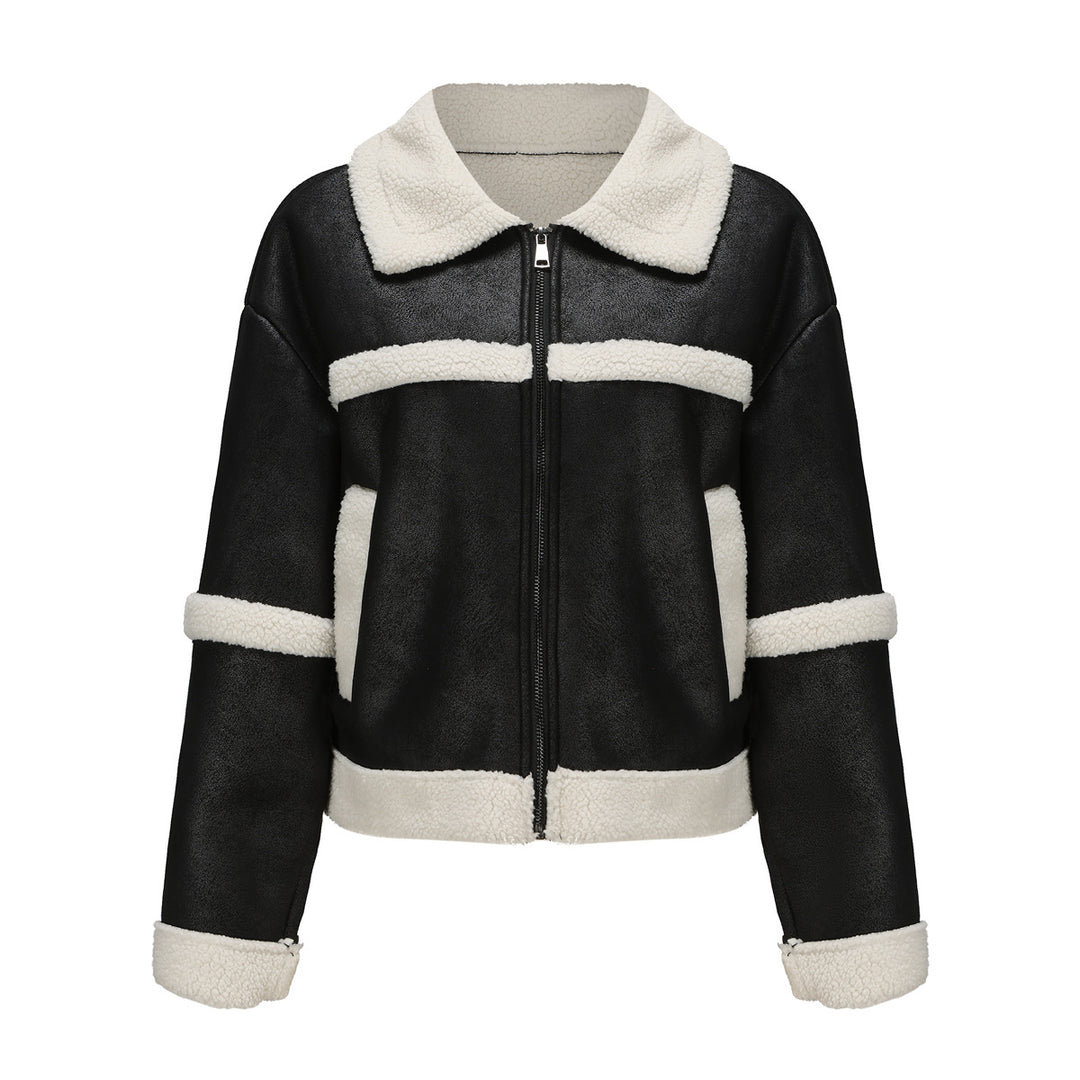 Damen nan kurze Teddyjacke im Aviator-Stil mit Reißverschluss Echo Archiv